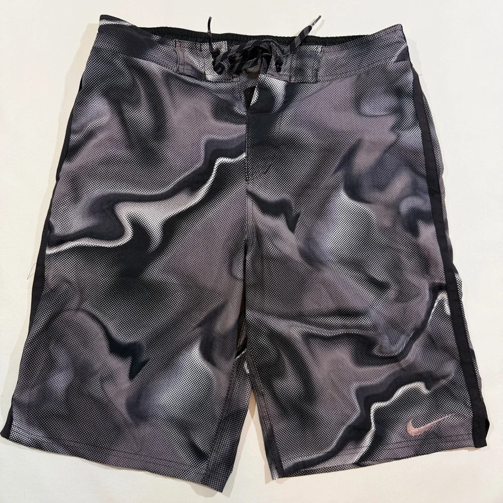 Nike Board Shorts Men Small Gray Abstract Marble Print Good Swim Trunks